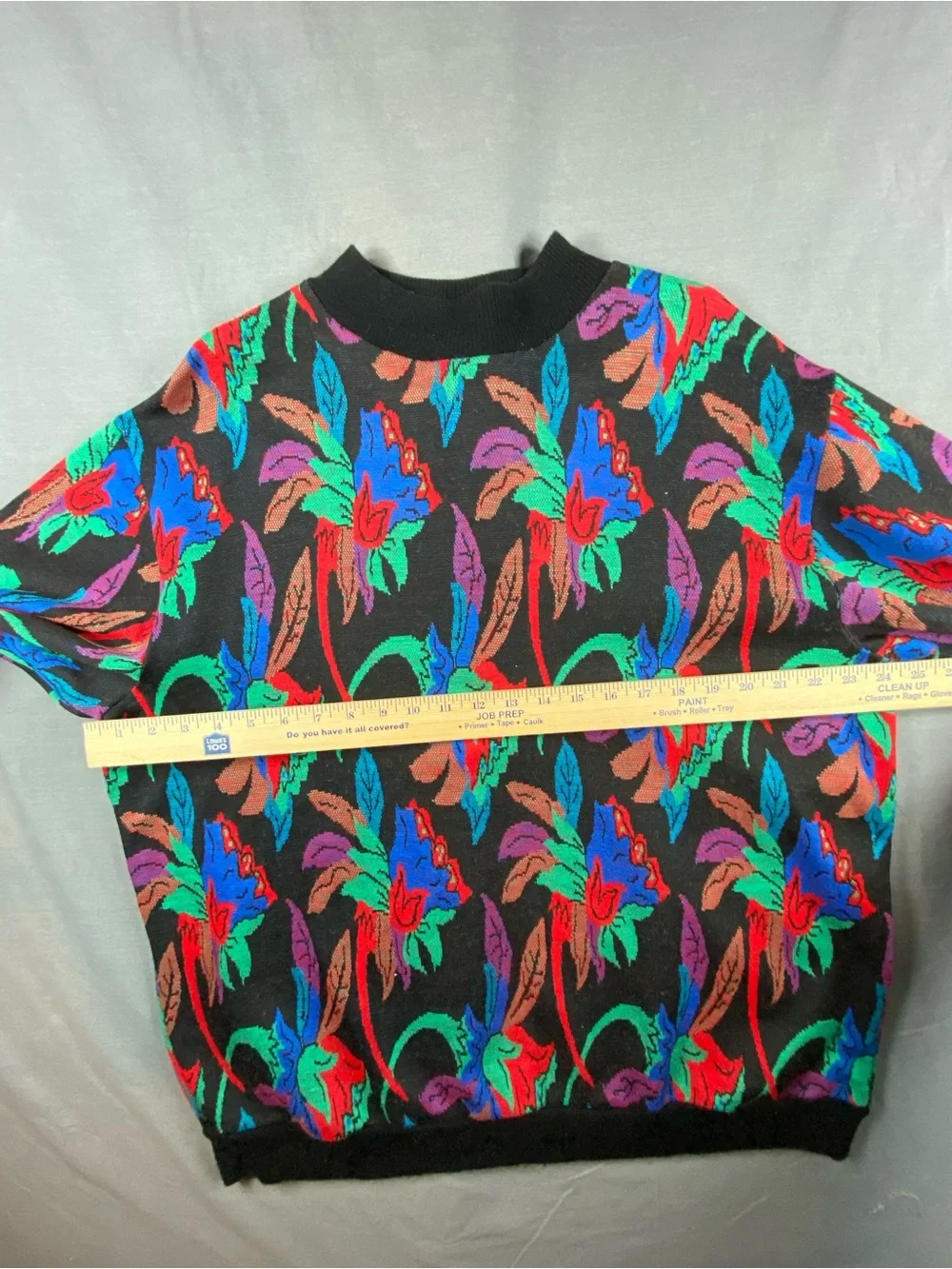 Vintage 80s Bedford Fair Women's Black Floral Crewneck Sweater